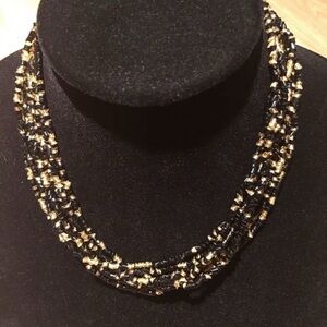 Elegant Black and Gold crystal Beaded Necklace